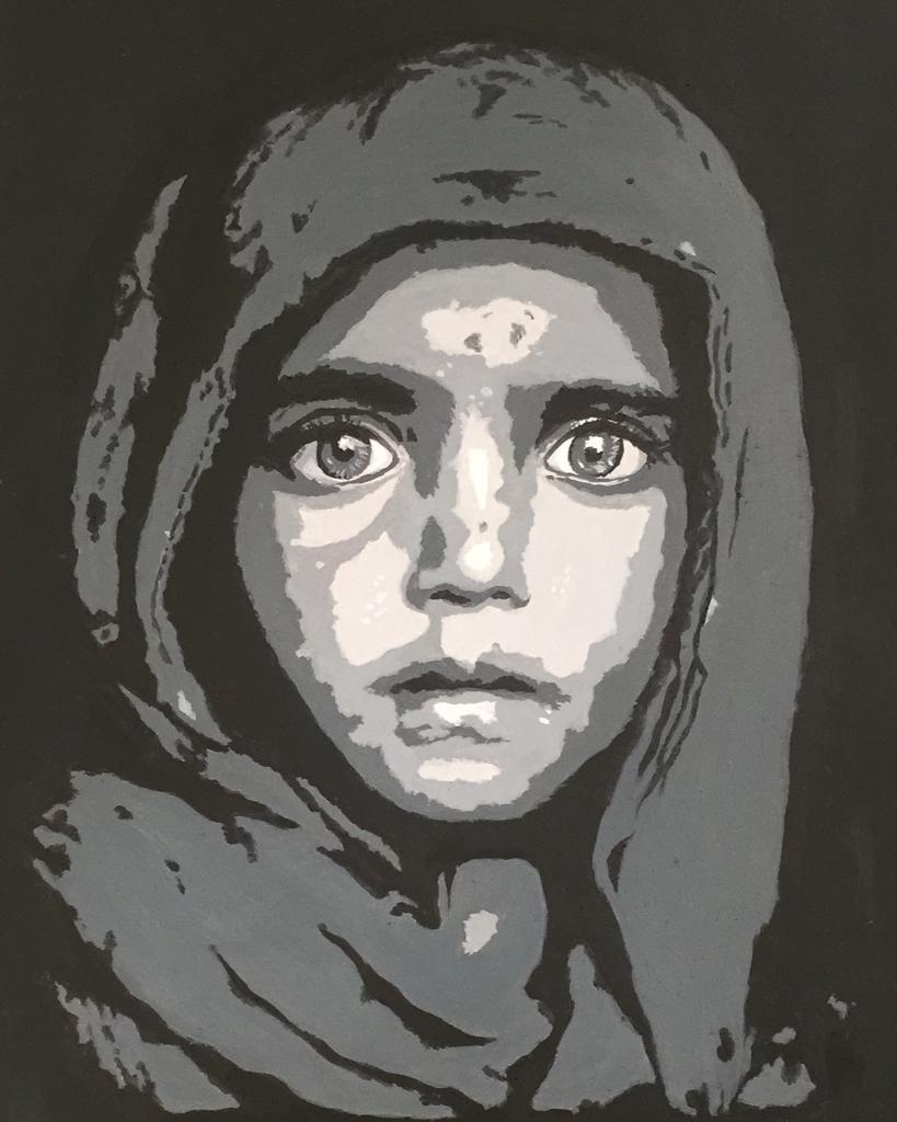A grey scale potrait of a young girl